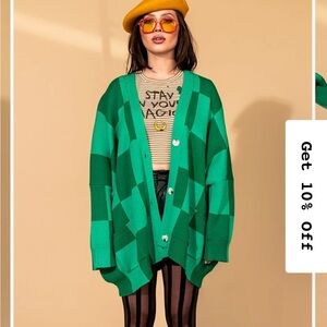 Dressed in LALA Love You Cardigan in Green Girl